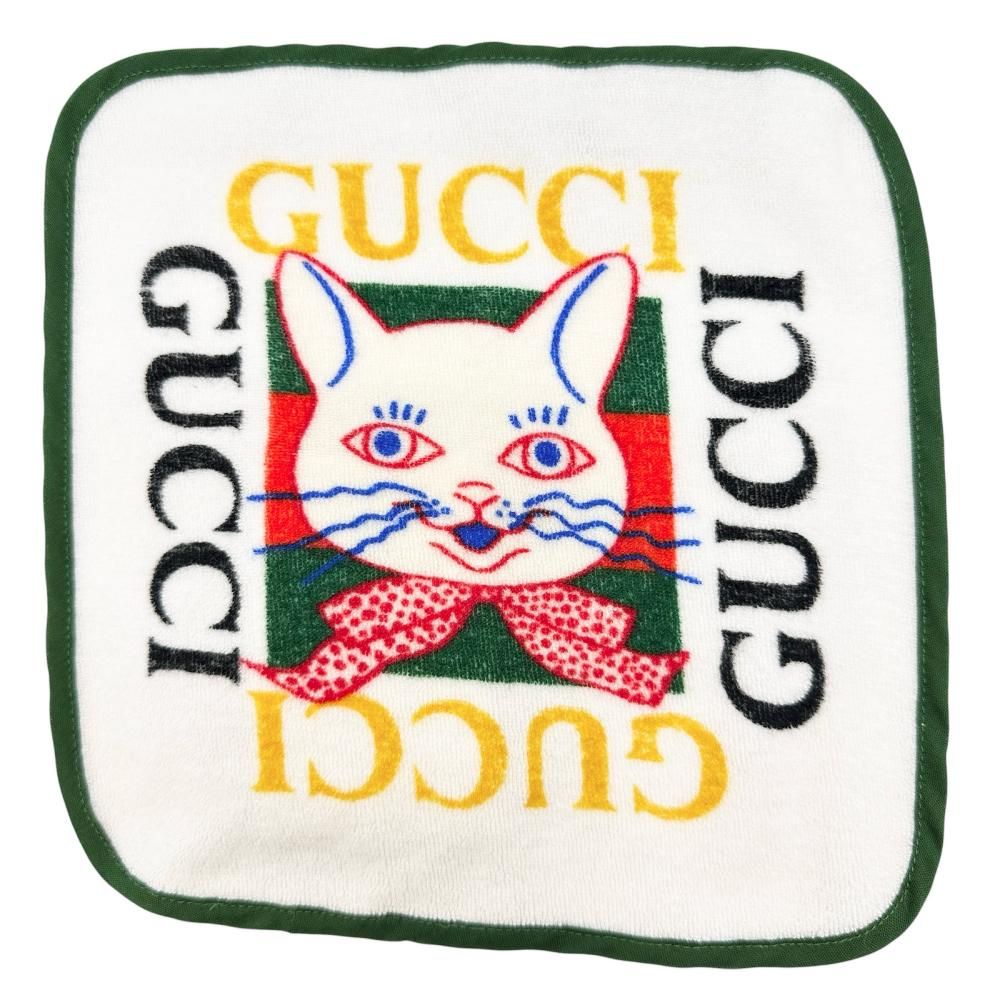 GUCCI グッチ 614624 ヒグチユウコ 猫柄 ハンカチ コットン100％ マルチ レディース 真子質店 GD