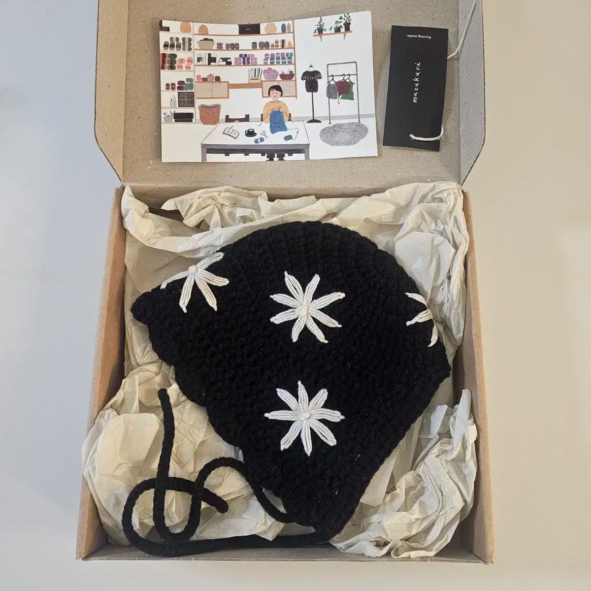 マズクリー 刺繍 ボンネット 収納ボックス ブラックS