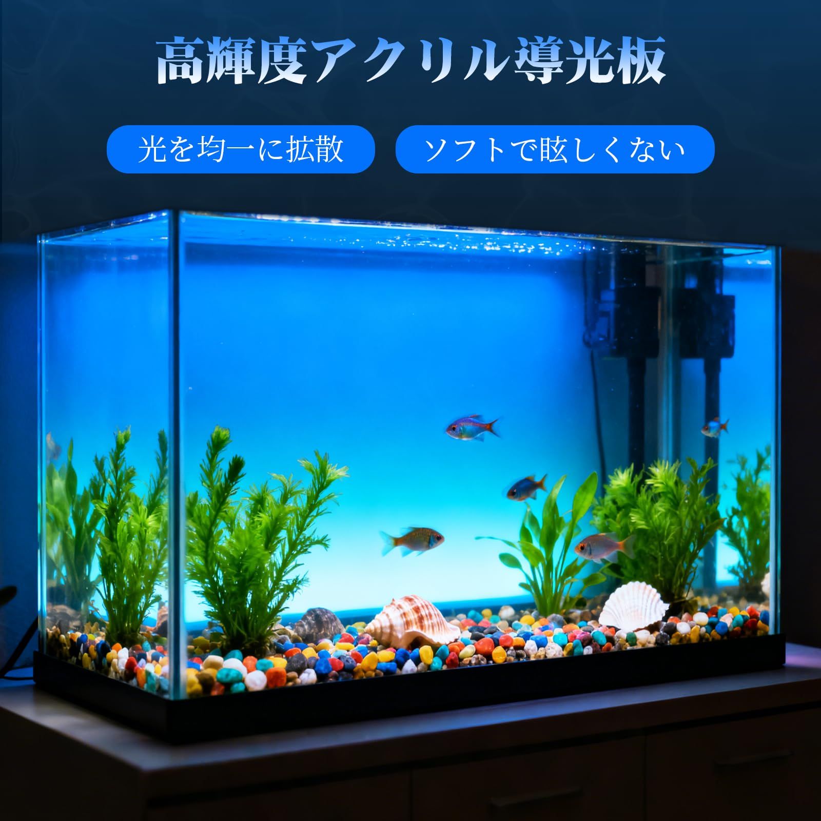 MXBAOHENG 水槽バックスクリーン RGB 水槽ライト LED 水槽バックライト 背景ボード スマホアプリ操作 タイマー付き 薄型 熱帯魚 メダカ 金魚 水槽 アクアリウム 装飾 45 30