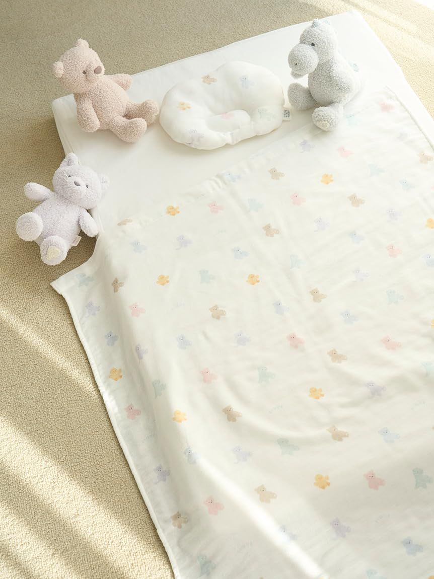  ジェラート ピケ sleep baby ぬいぐるみ柄ガーゼケット OWHT F おくるみ ブランケット ベビー服(~95cm)