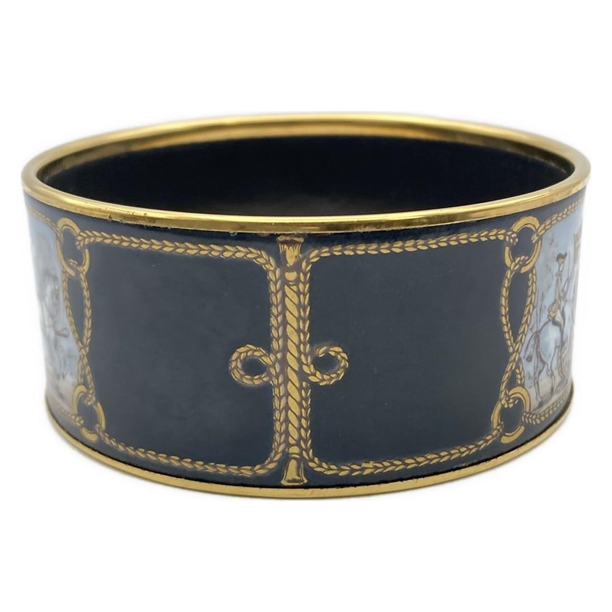 HERMES エルメス バングル エマイユ 黒 ゴールド マルチ