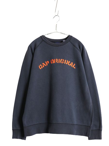 00s ギャップ スウェット レディース XXL メンズ L 程 古着 トレーナー 裏起毛 ショート丈 短丈 大きいサイズ ロゴ刺繍 ネイビー