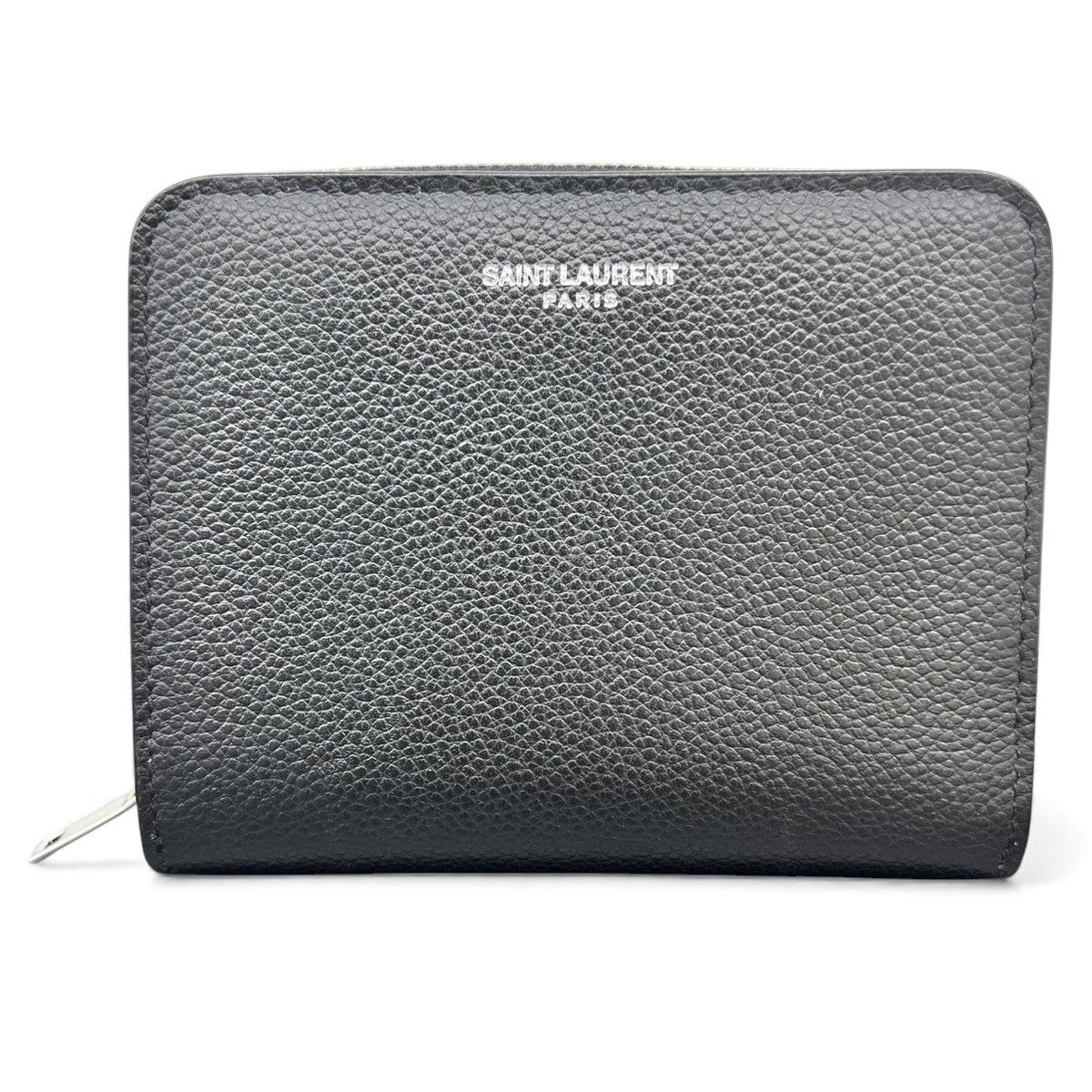 サンローラン　二つ折り　YSLロゴ　キルティング　レザー　グレー サンローラン 二つ折り YSLロゴ キルティング レザー グレー 三つ折り