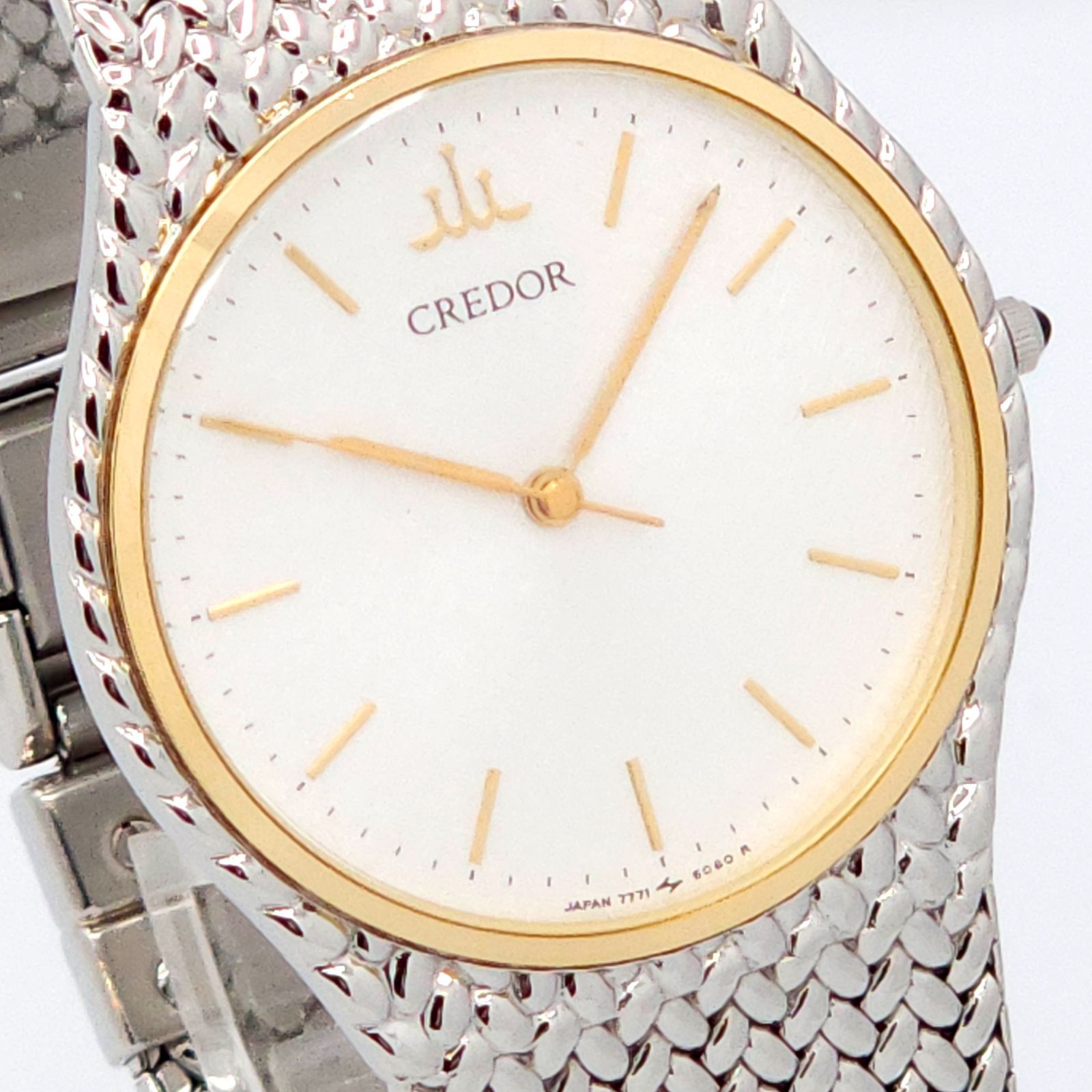SEIKO セイコー クレドール 7771-6050 QZ 動作品 18KTベゼル