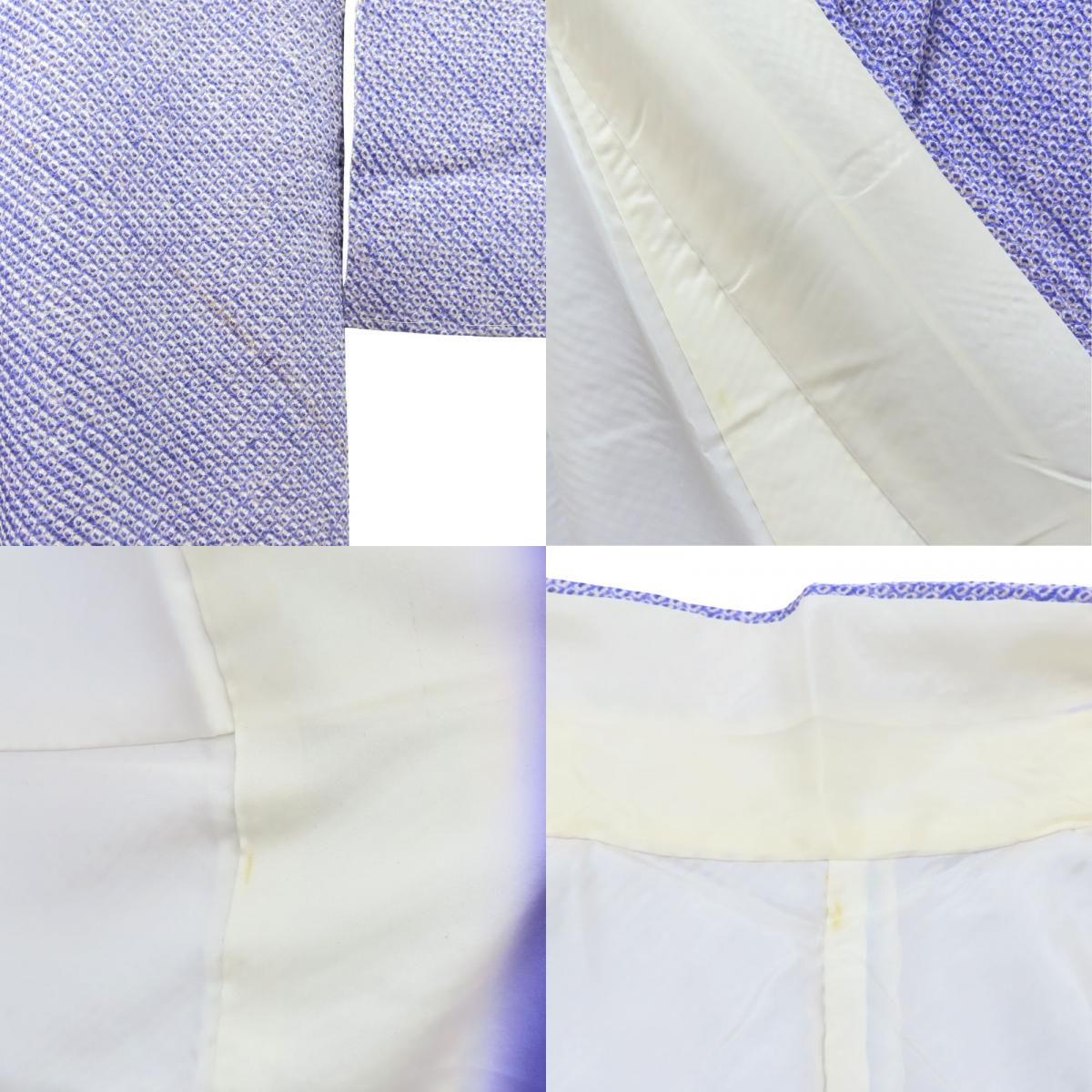 中古】 小紋 総絞り 正絹 パープル 和装 呉服 和服 きもの レディース