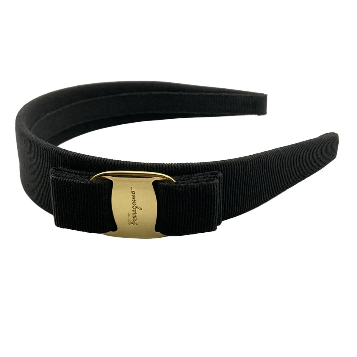 FERRAGAMO SalvatoreFerragamo サルバトーレフェラガモ カチューシャ - 黒 ゴールド金具