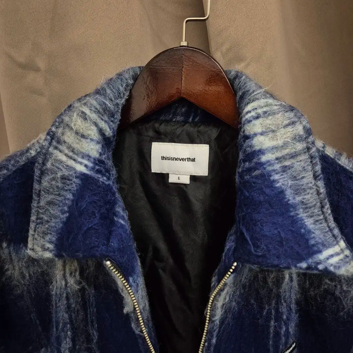 thisisneverthat ブラッシュド CHECK ジップアップ ジャケット L