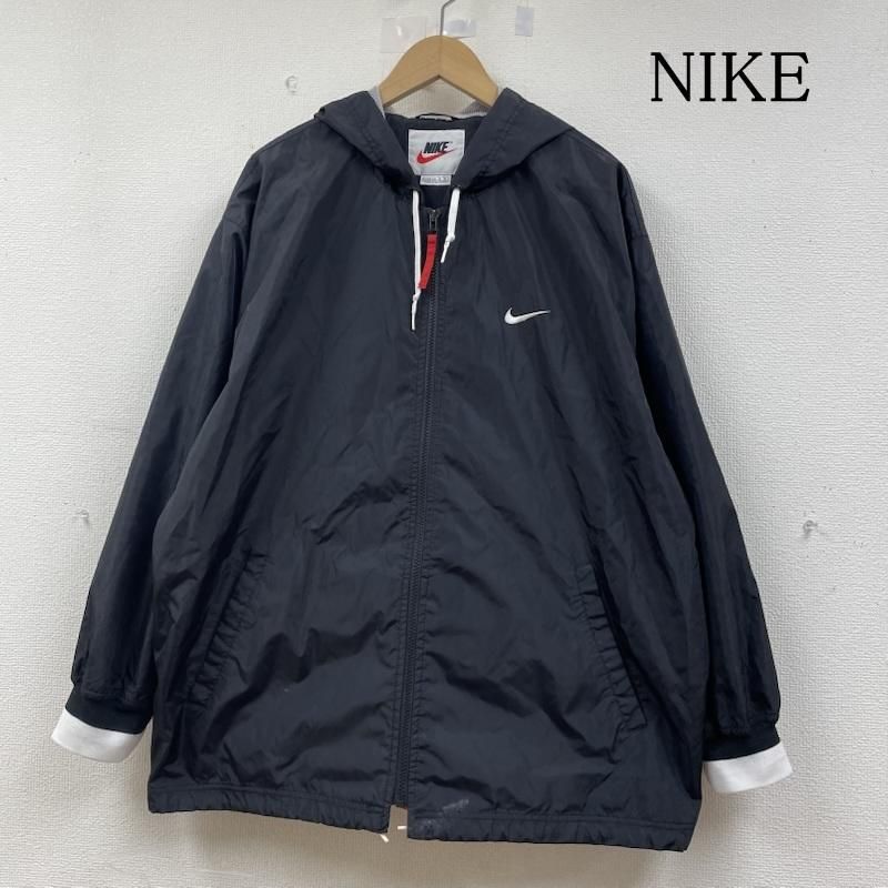 90s NIKE 無地 ナイロンジャケット 白タグ M 黒 刺繍ロゴ　古着 ナイキ 90s 白タグ ナイロン ジャケット 裏 メッシュ フルジップアップ