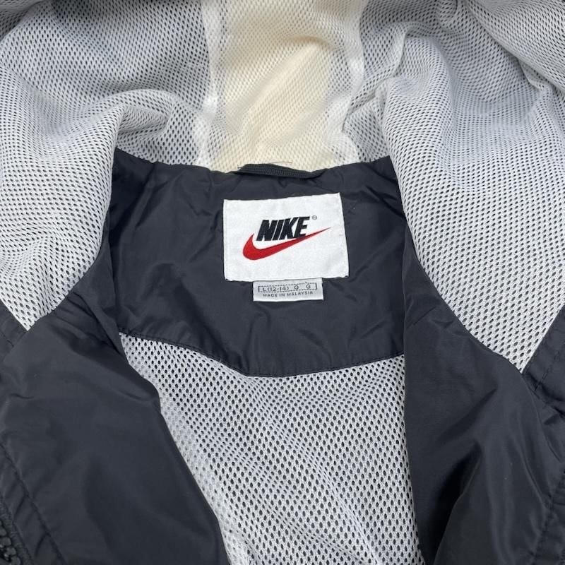 90sNIKE白タグ古着ナイロンジャケットフルジップ刺繍スウッシュ白黒DB44 ナイキ 90s 白タグ ナイロン ジャケット 裏 メッシュ フルジップアップ
