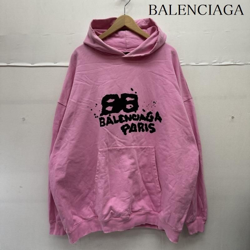 バレンシアガ 23SS Hand Drawn BB Icon Hoodie ロゴ プリント ダメージ
