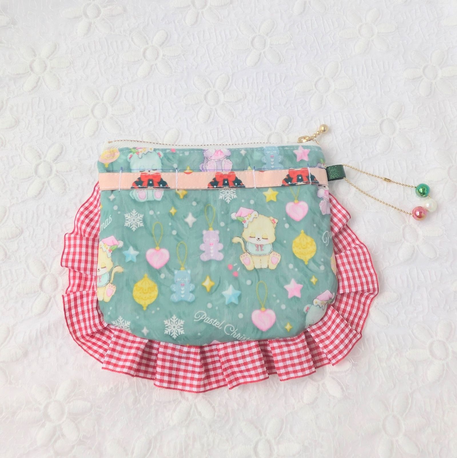 大きめ 移動ポケット ファスナー ポーチ クリスマス シャカシャカ