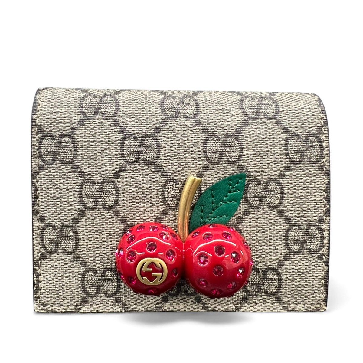 展示品相当 GUCCI グッチ GGスプリーム チェリー ミニウォレット 二