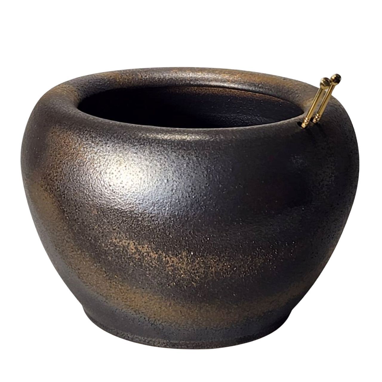 高級わら灰付 砂釉金彩火鉢 10号 5点 セット （信楽焼き・陶器・火鉢