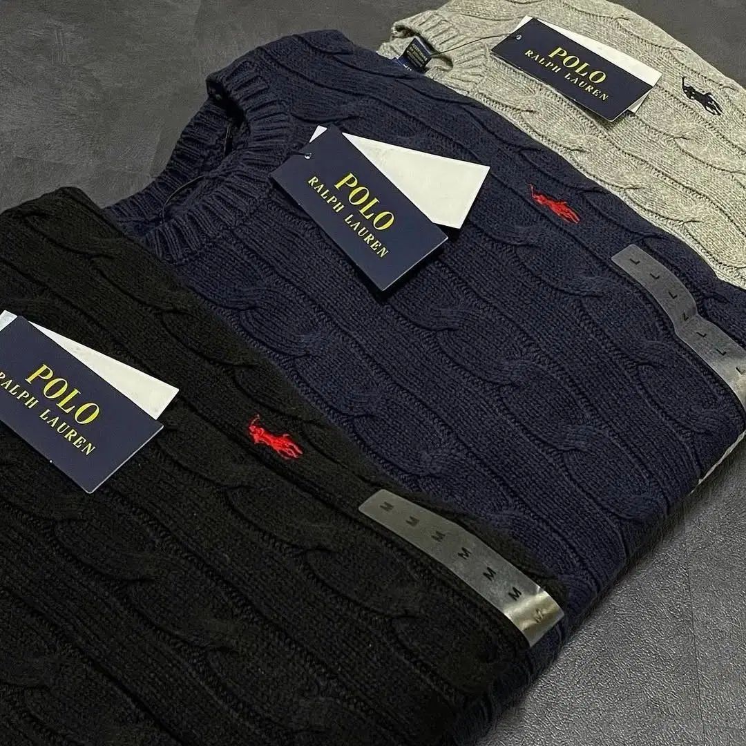 ポロ ケーブル編み ニット 完全放出