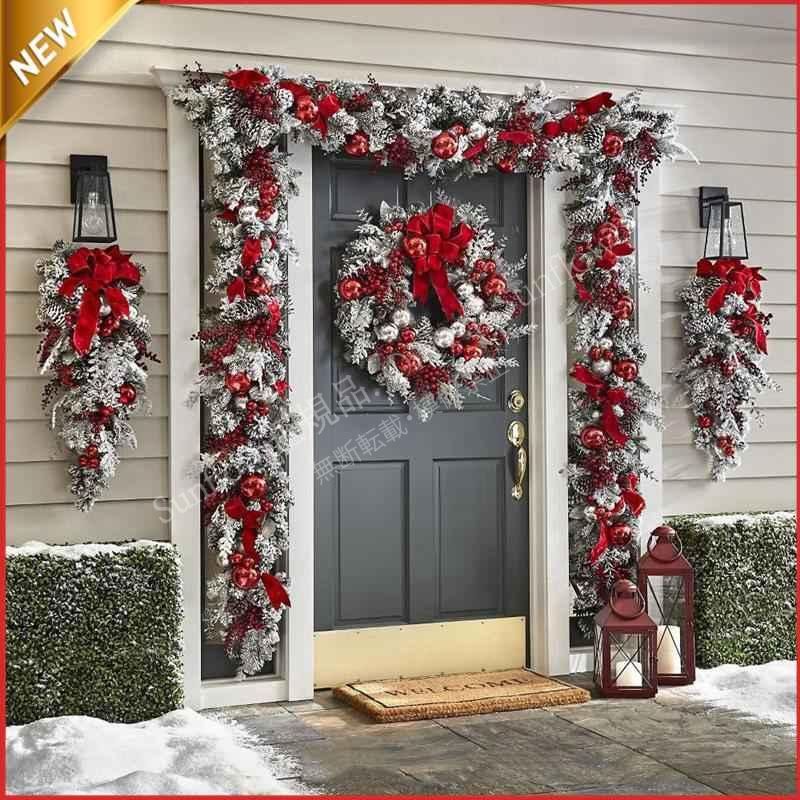 クリスマスギフトクリスマスリース ガーランド 雪化粧 クリスマス スワッグ オーナメント リース ドア 玄関 庭園 壁飾り 松かさ おしゃれ 新年飾り CCSDP1110P005