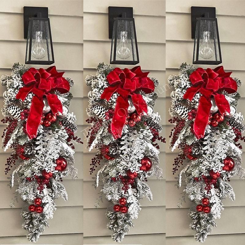 クリスマスギフトクリスマスリース ガーランド 雪化粧 クリスマス スワッグ オーナメント リース ドア 玄関 庭園 壁飾り 松かさ おしゃれ 新年飾り CCSDP1110P005