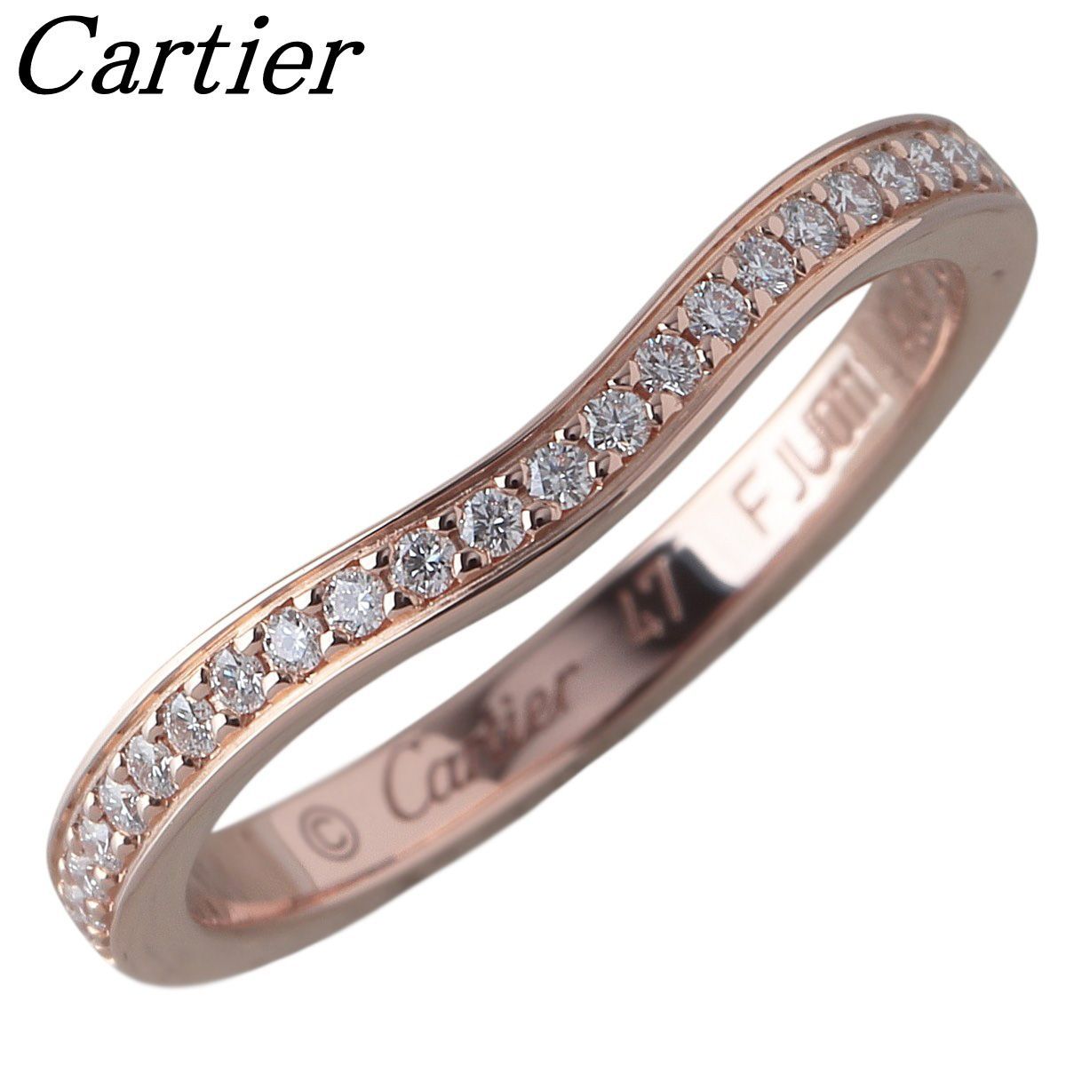 カルティエ ダイヤ リング バレリーナ ウェディング ハーフ 47 Au750PG 保証書 2018年 箱 仕上げ済 Cartier 24001