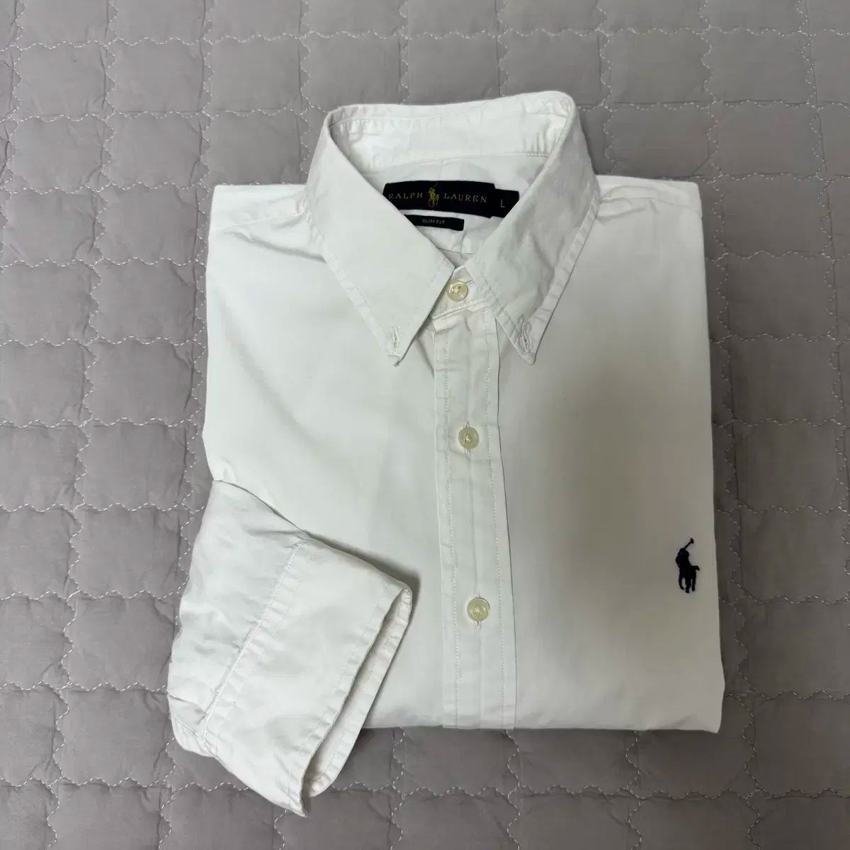 ポロラルフローレン ポプリン ドレスシャツ 白 スリムフィット L