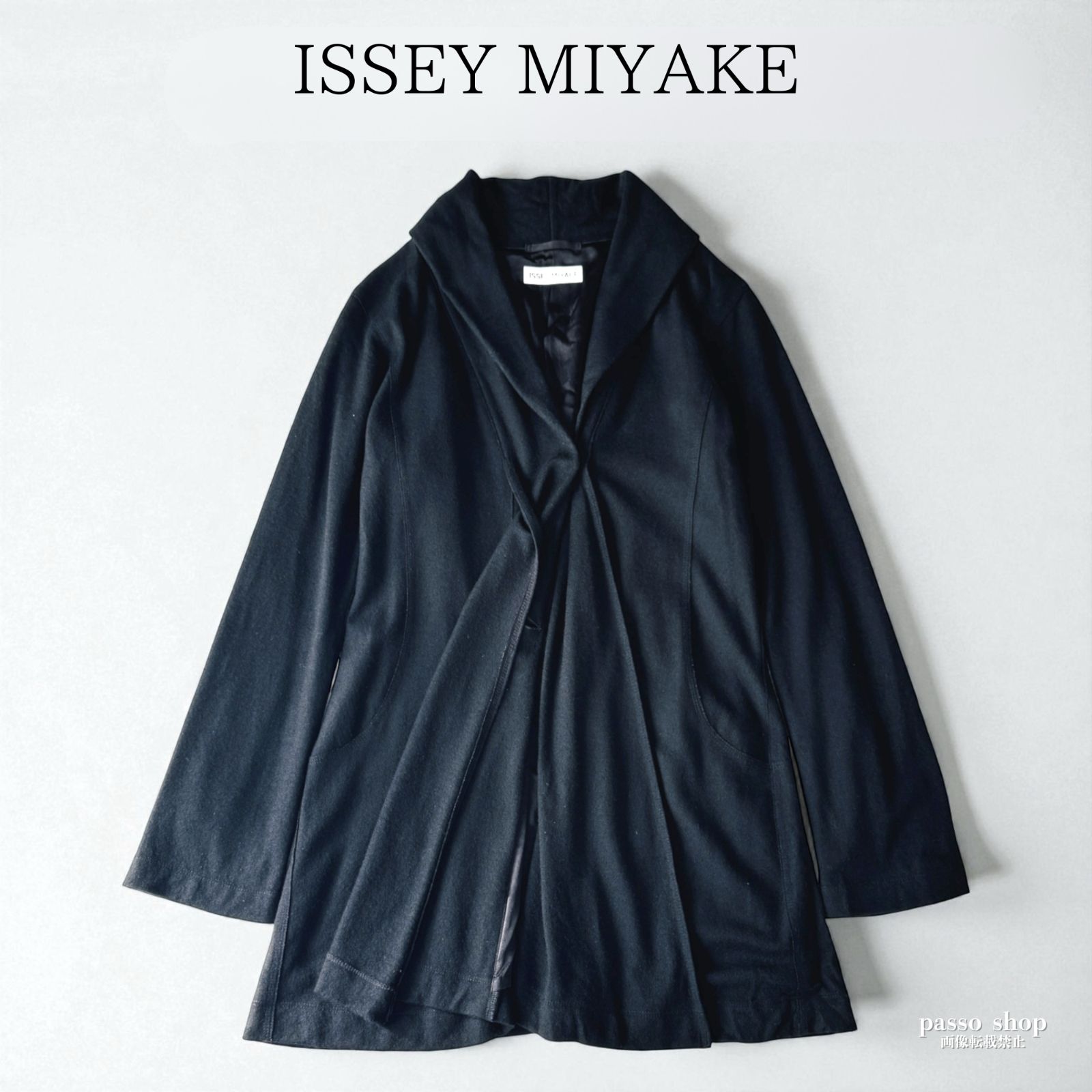 ISSEY MIYAKE イッセイミヤケ ウールジャケット ブラック 黒 サイズ3 レディース フ フライフロント IM13FA540