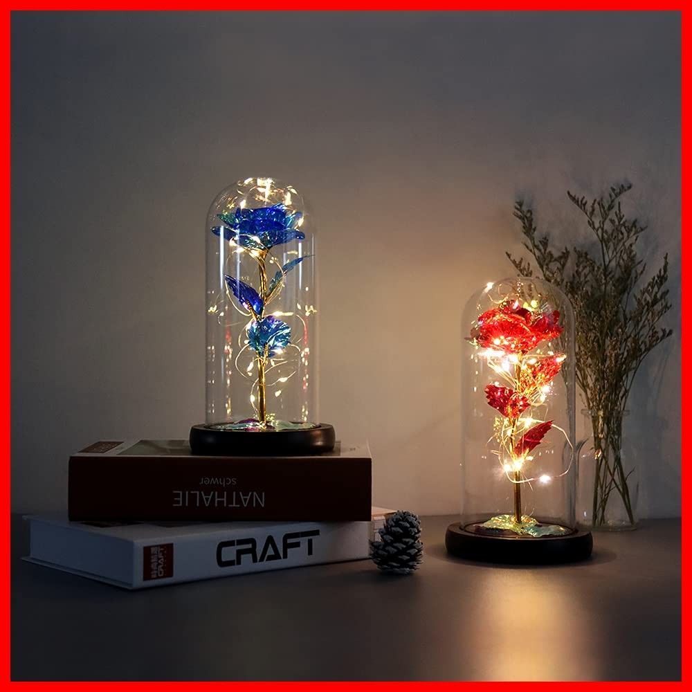 金メッキローズ 枯れない花 LEDライト付き電池式 薔薇 24Kゴールド