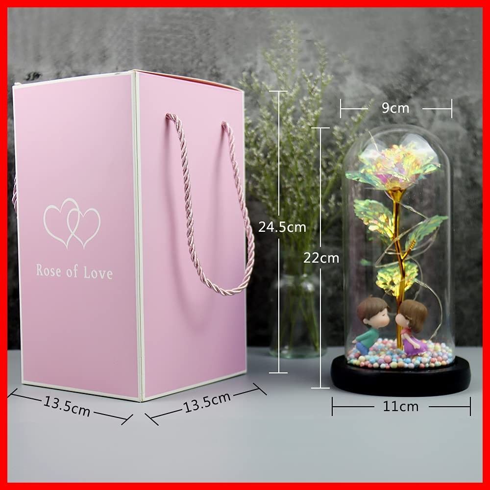 金メッキローズ 枯れない花 LEDライト付き電池式 薔薇 24Kゴールド