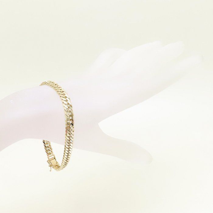 喜平ブレスレット K 18 YG イエローゴールド 6面 ダブル 20 cm 21 4 g メンズ 129179 FJ