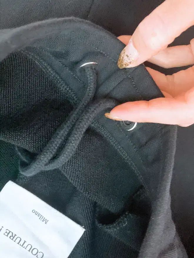 26インチ モスキーノレディースハングルタグブラックウエストゴムジョガーパンツ