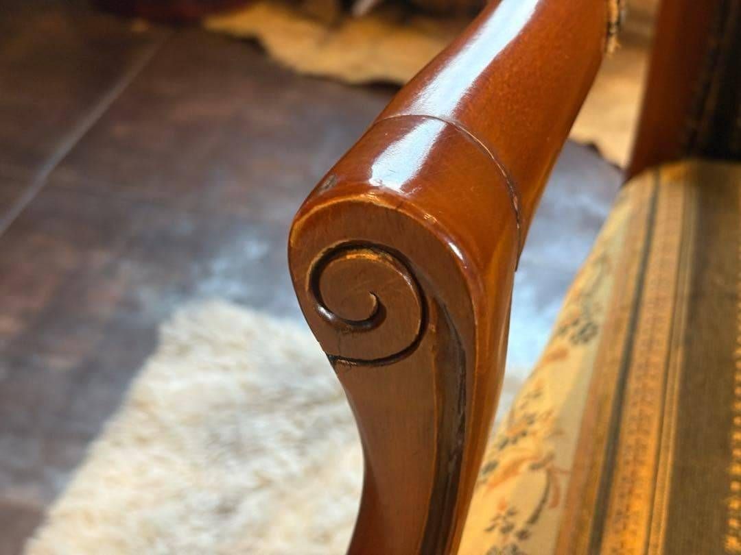 輸入家具 クラシック ヨーロピアン ストライプ ハイバックチェア