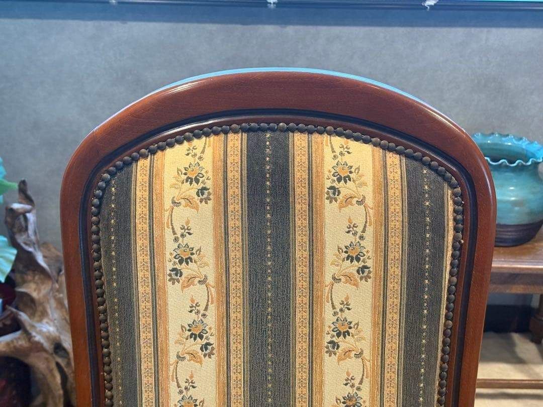 輸入家具 クラシック ヨーロピアン ストライプ ハイバックチェア