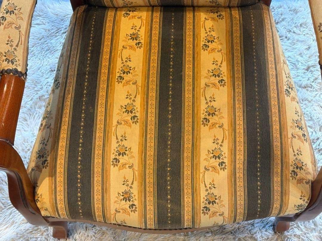 輸入家具 クラシック ヨーロピアン ストライプ ハイバックチェア