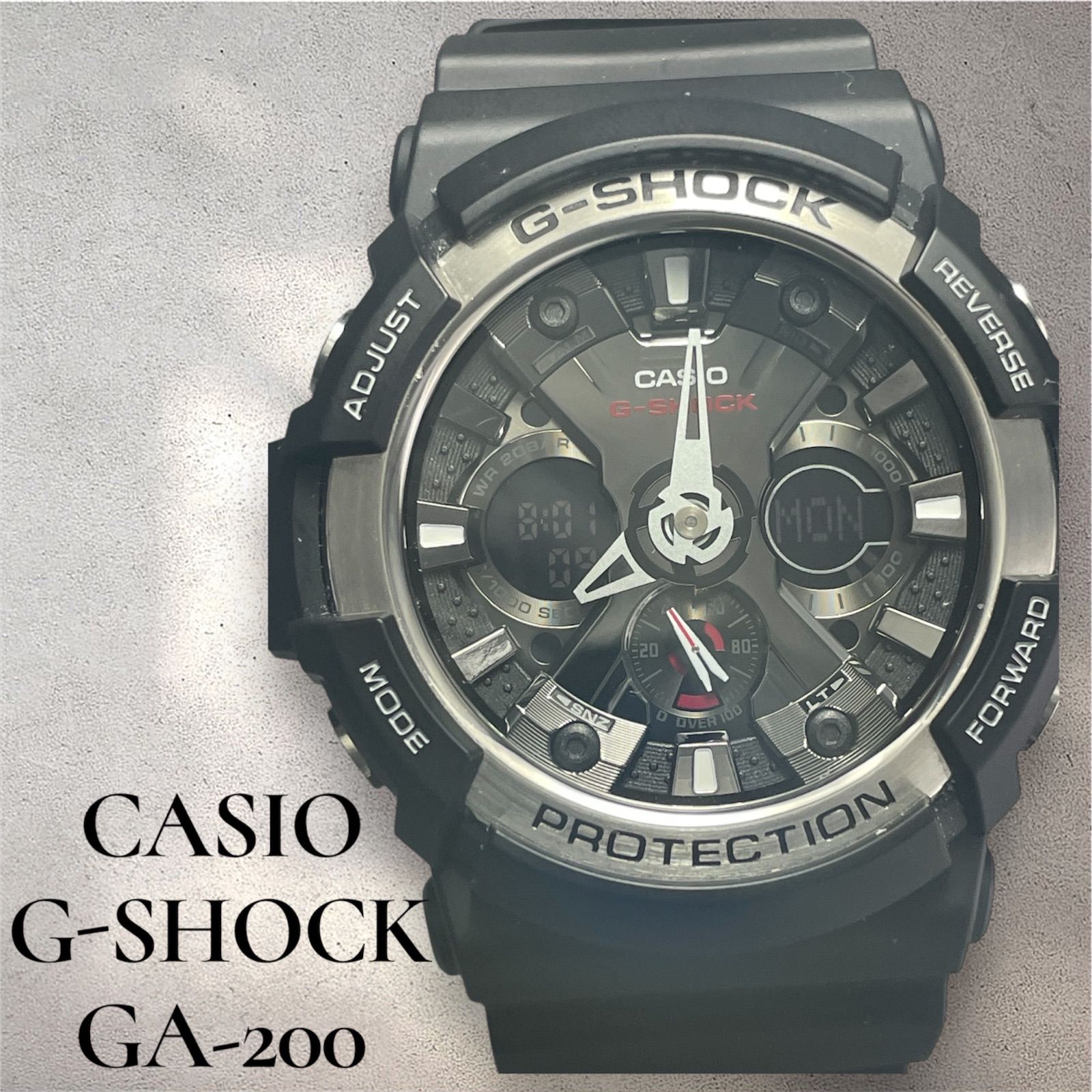 CASIO カシオ G-SHOCK ジーショック GA-200 ブラック デジ アナ デジタル アナログ メンズ腕時計 ビックフェイス ゴツい ビックケース