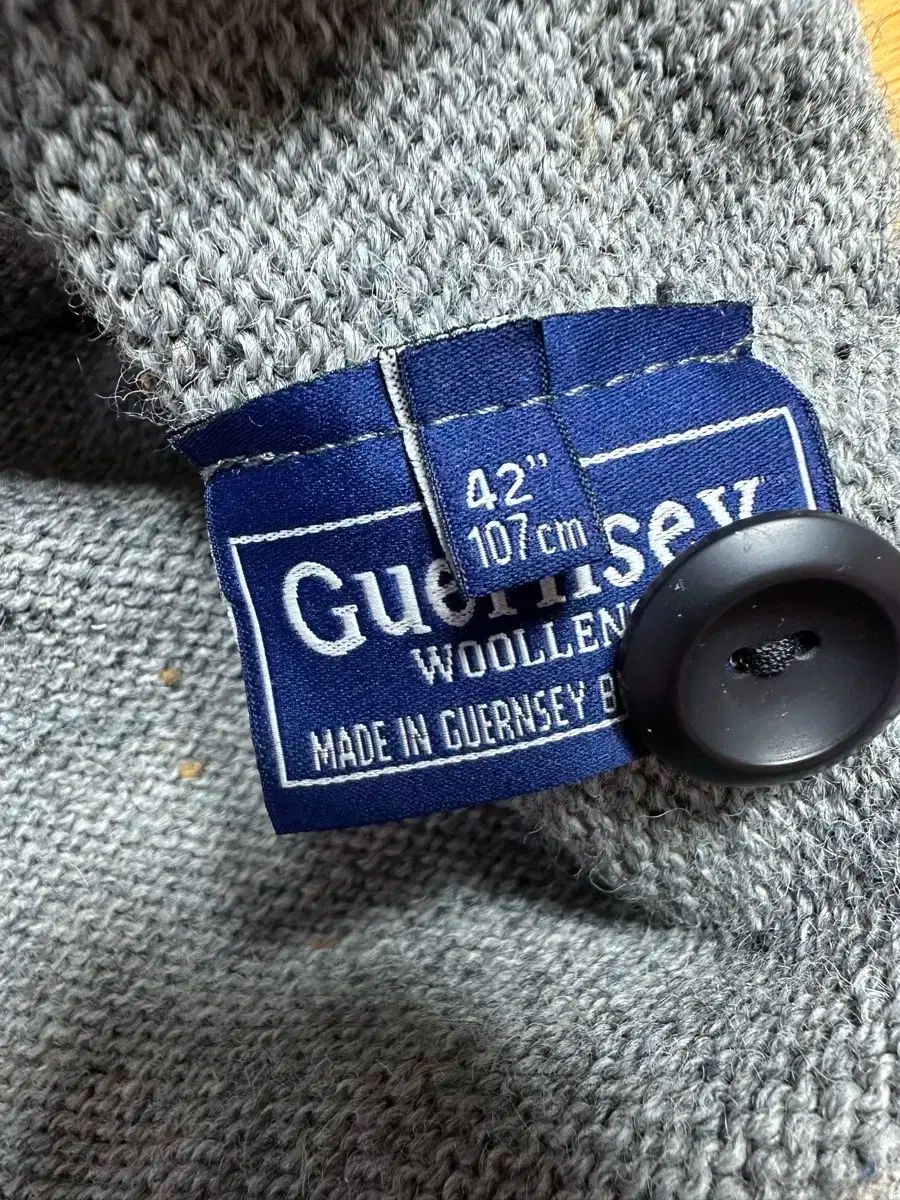 42 1回着ガンジーウーレンズ フィッシャーマン カーディガン ミックス グレー