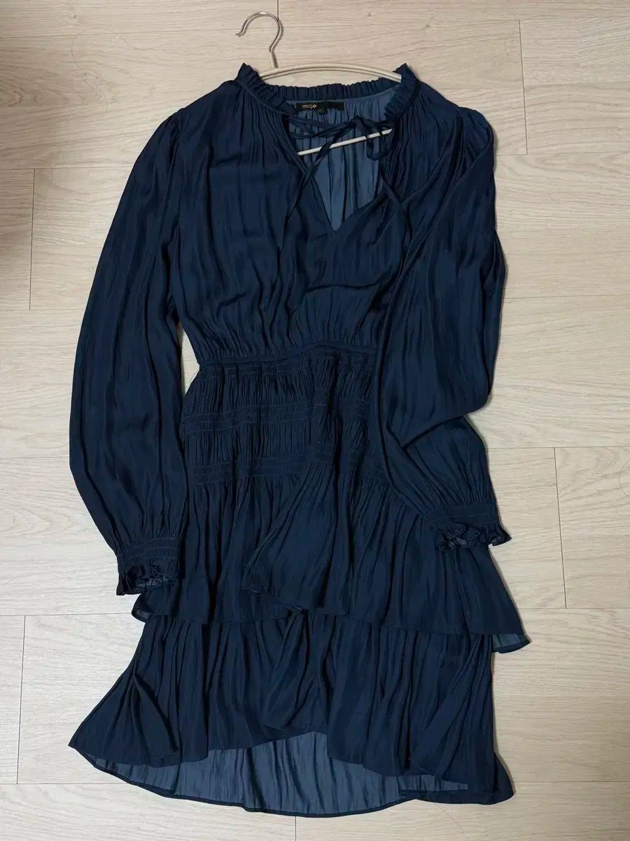 マージュ サテン ネイビー ONE PIECE 36サイズ