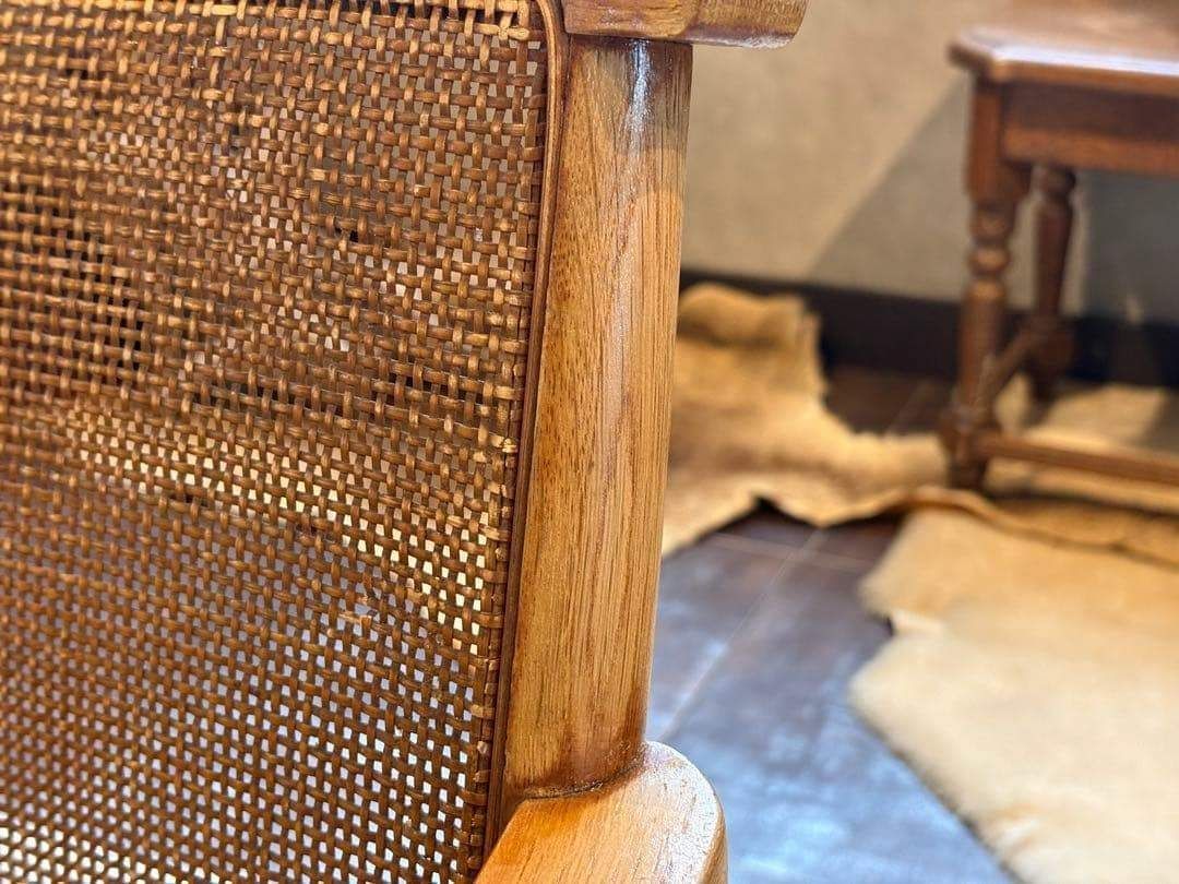 ナラ材 楢材 剥離家具 ストリップド家具 柏木工 アームチェア ラタン