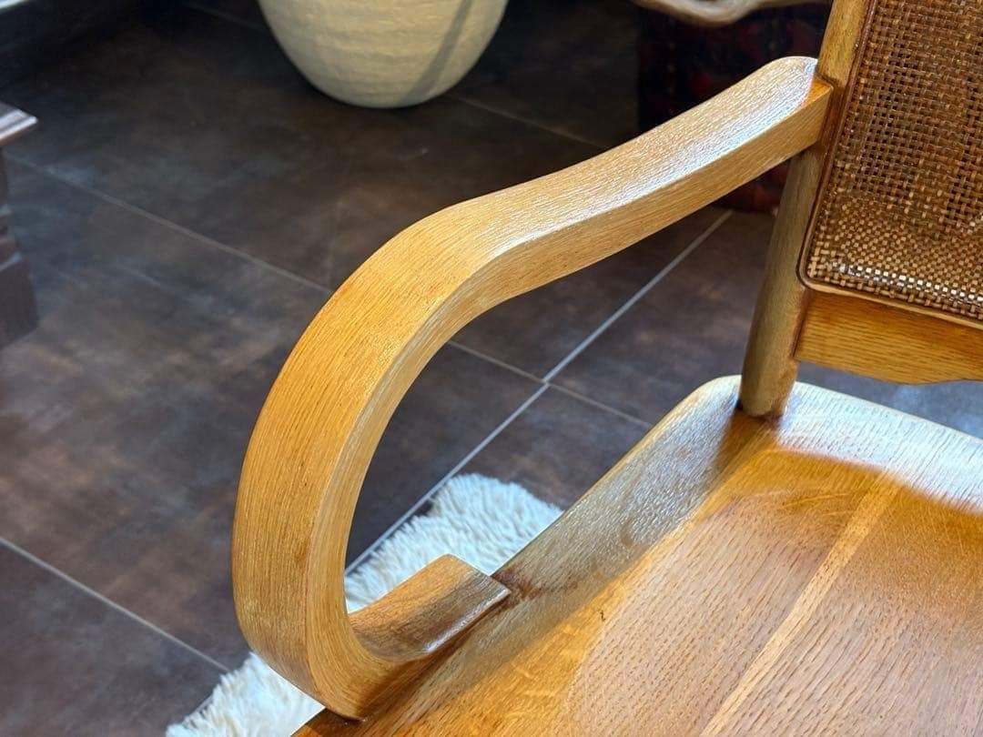 ナラ材 楢材 剥離家具 ストリップド家具 柏木工 アームチェア ラタン