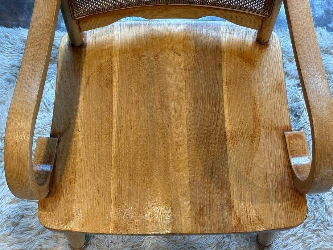 ナラ材 楢材 剥離家具 ストリップド家具 柏木工 アームチェア ラタン