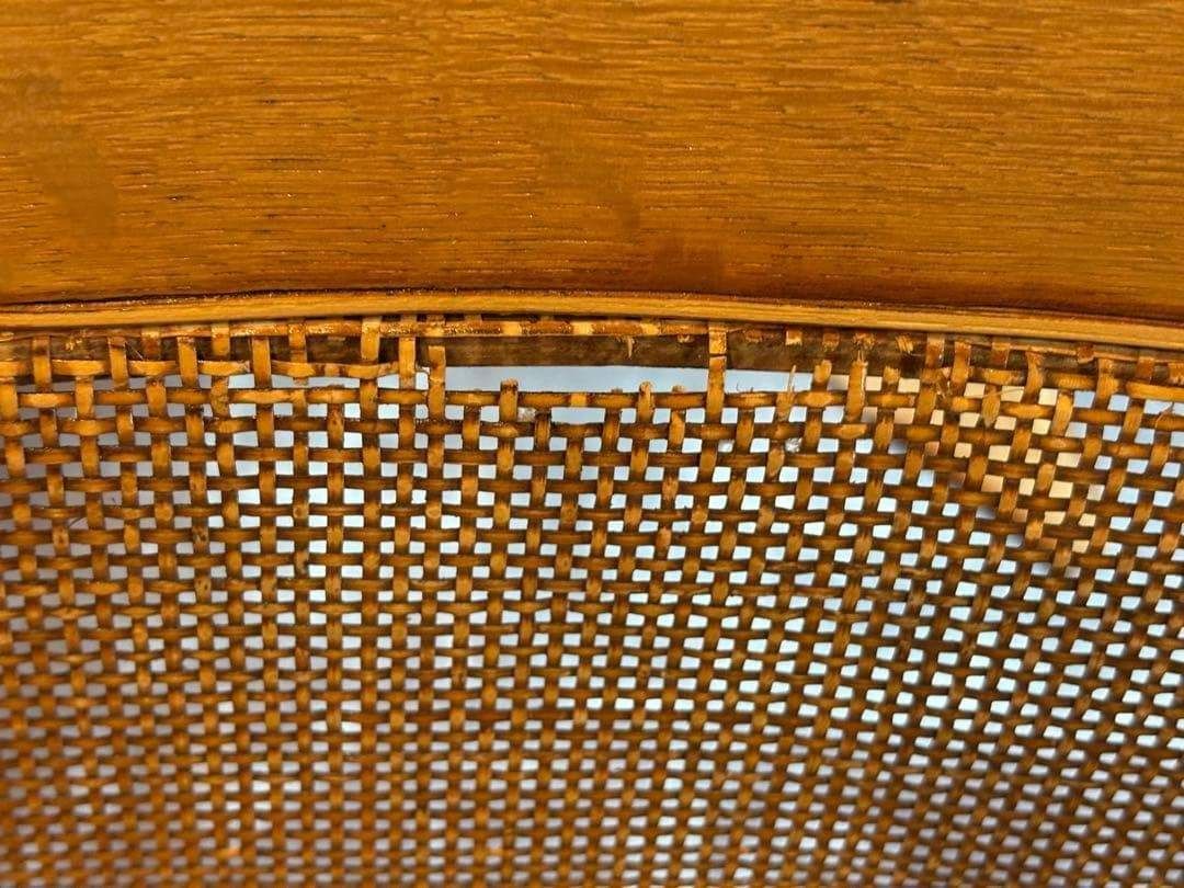 ナラ材 楢材 剥離家具 ストリップド家具 柏木工 アームチェア ラタン