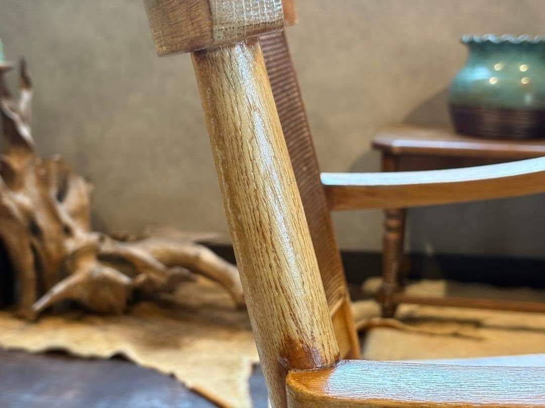ナラ材 楢材 剥離家具 ストリップド家具 柏木工 アームチェア ラタン
