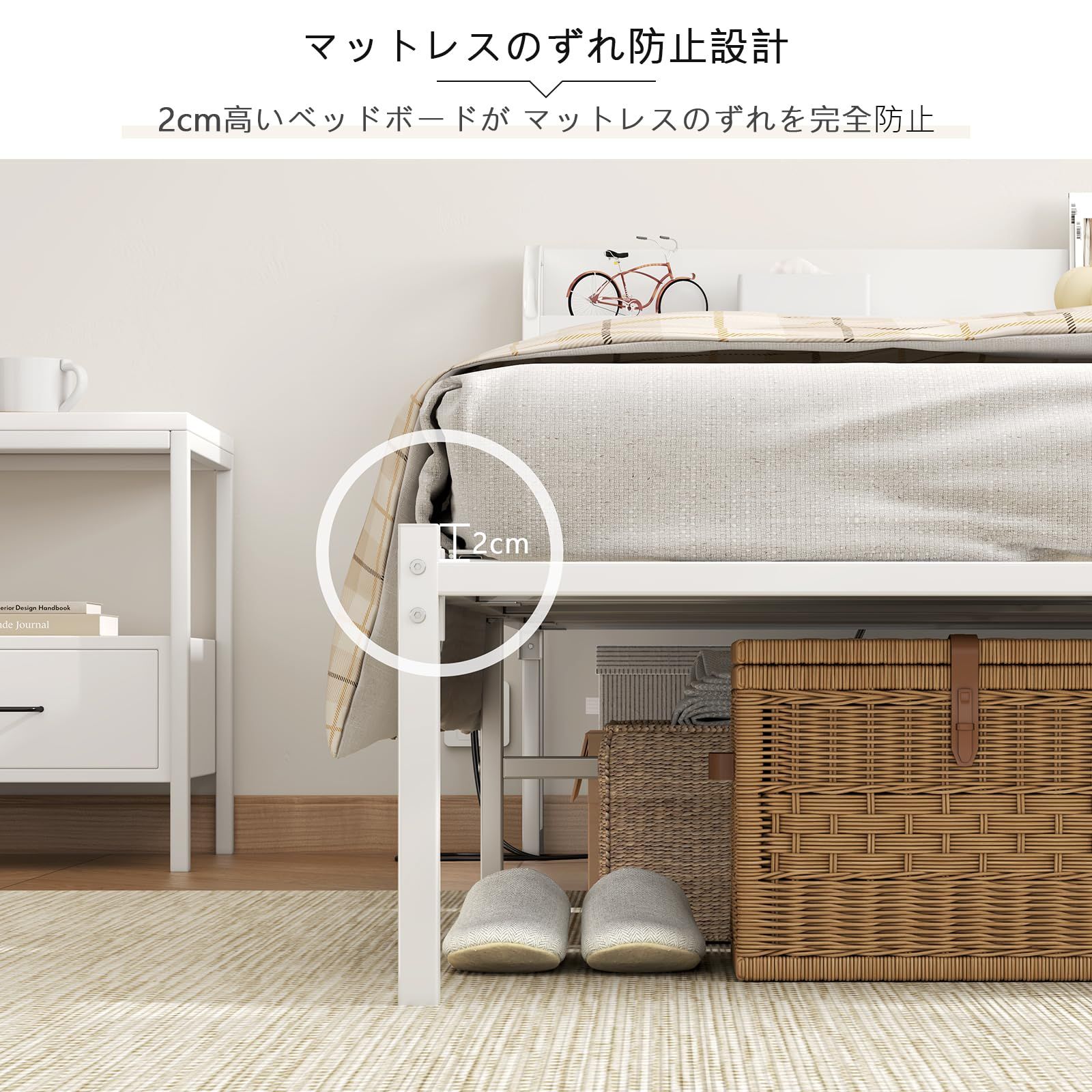 新品 LunarLight ベッドフレーム 幅97×奥行215×高さ72cm パイプベッド