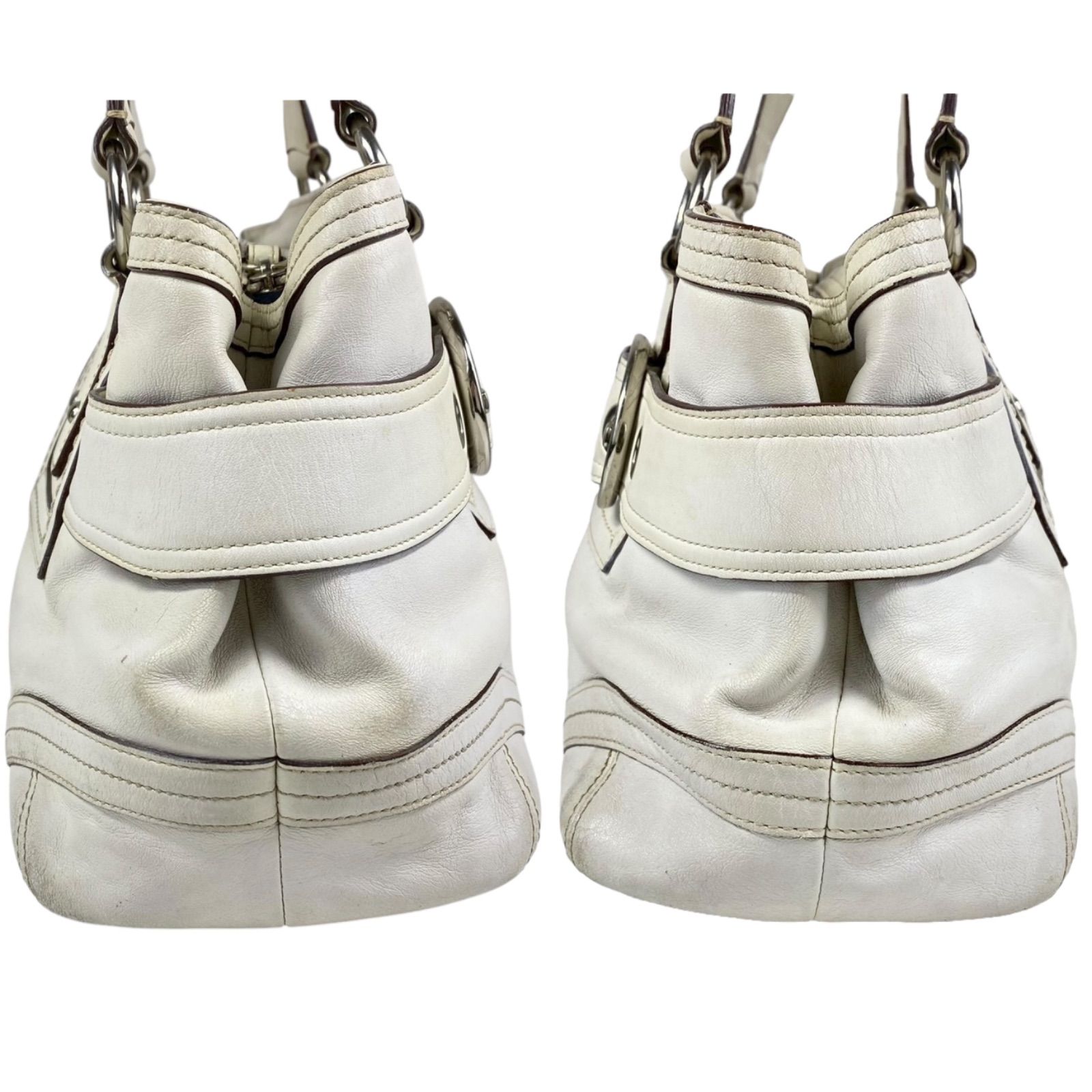 B3981】COACH コーチ トートバッグ オールレザー シボ革 ホワイト