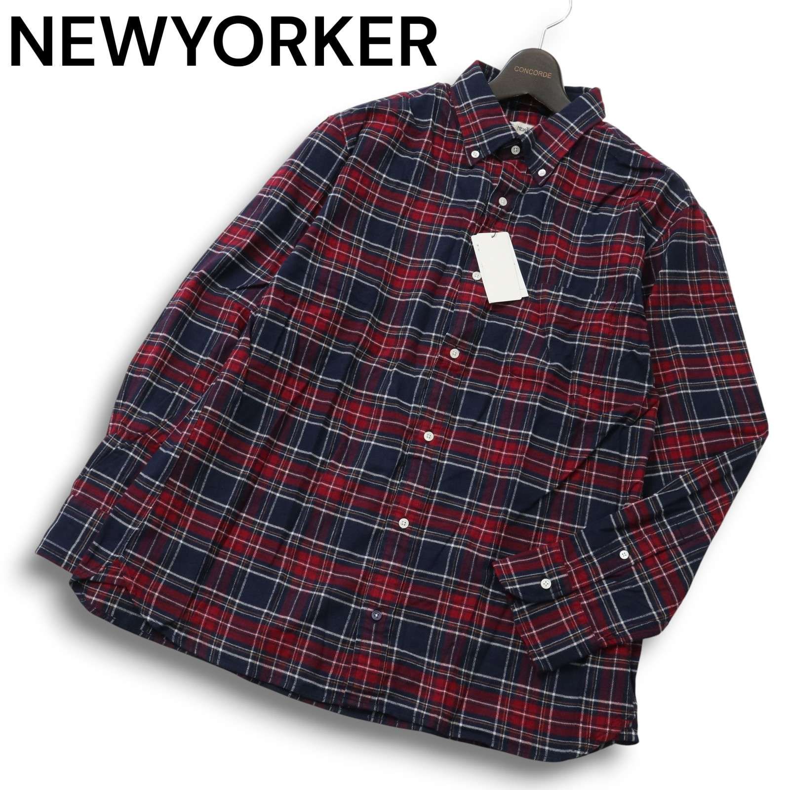【新品 未使用】 NEWYORKER ニューヨーカー 秋冬★ 長袖 フランネル ボタンダウン チェック シャツ Sz.LL メンズ 大きい シャツ メンズ 長袖 ボタンダウン ポケット フランネル チェック 日本規格 EAGLE STANDARD イーグル 長袖シャツ カジュアルシャツ 爆買