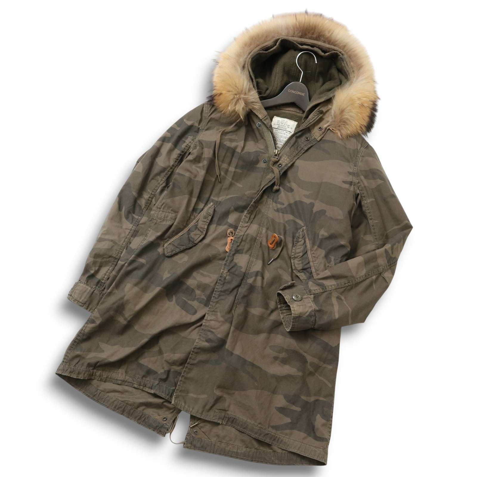 ゴア【goa】カモフラ ファー付きモッズコート ミリタリーコート goa ゴア 秋冬 リアル ファー♪ 迷彩 カモフラ柄 ライナー付き
