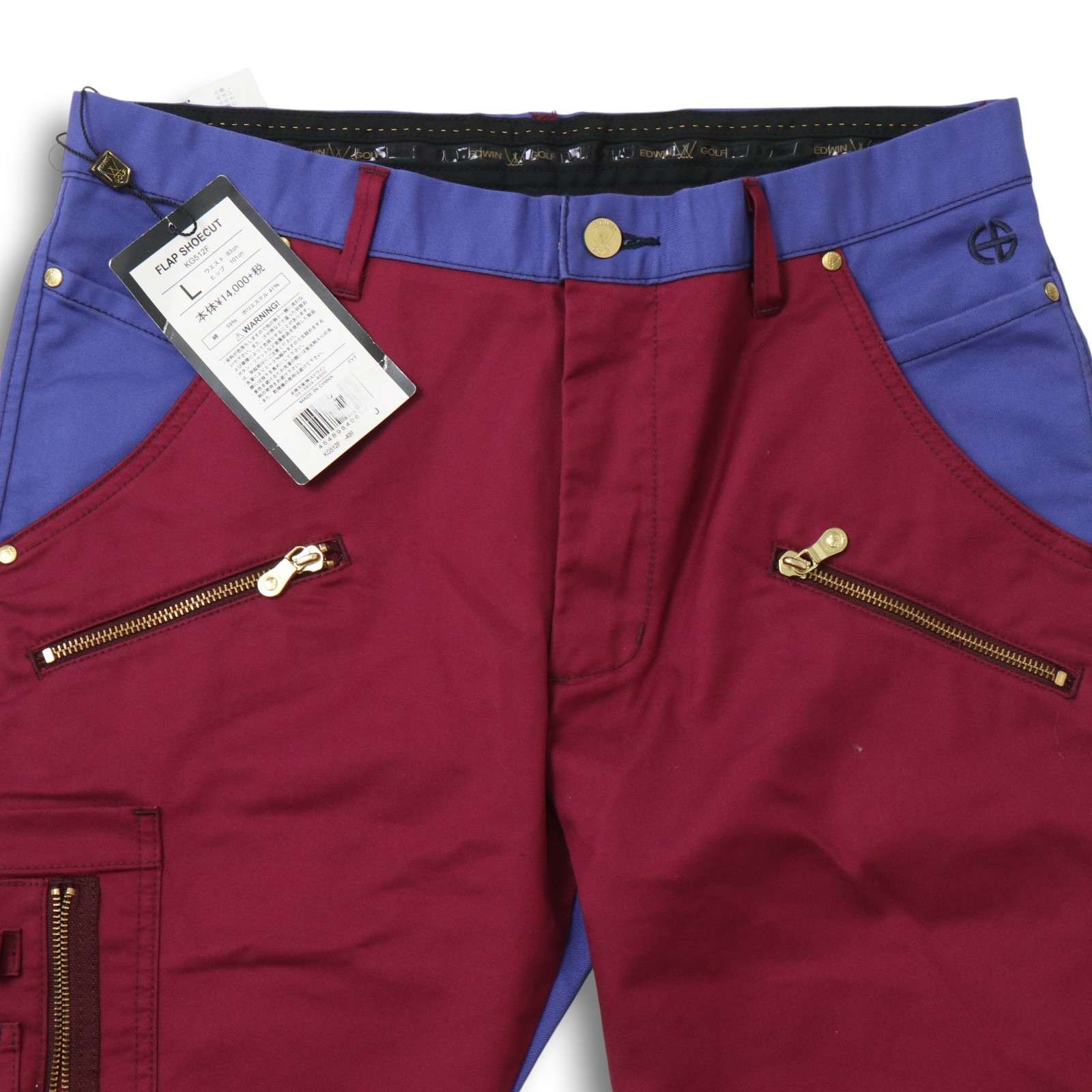 EDWIN GOLF エドウィン ゴルフ KG 512 F 通年 フラップ シューカット パンツ スラックス Sz.L メンズ