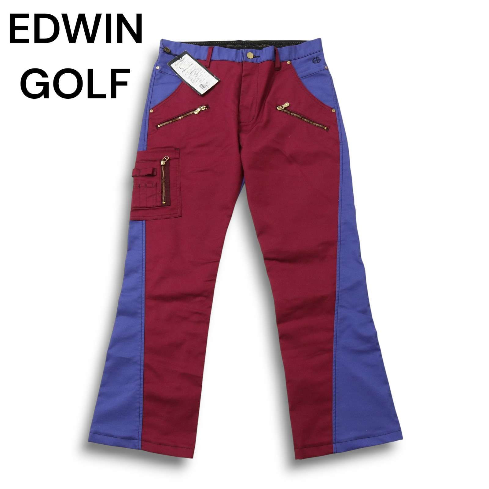EDWIN GOLF エドウィン ゴルフ KG512F 通年 フラップ シューカット パンツ スラックス Sz.L メンズ