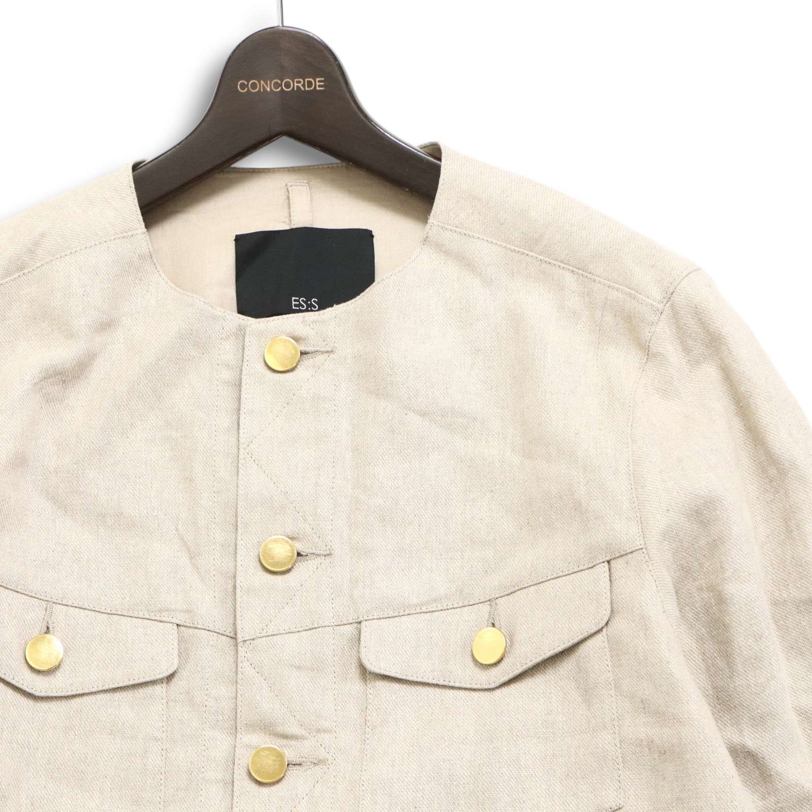 ES S エス 春夏 麻 リネン ノー ジャケット Sz.1 メンズ ベージュ