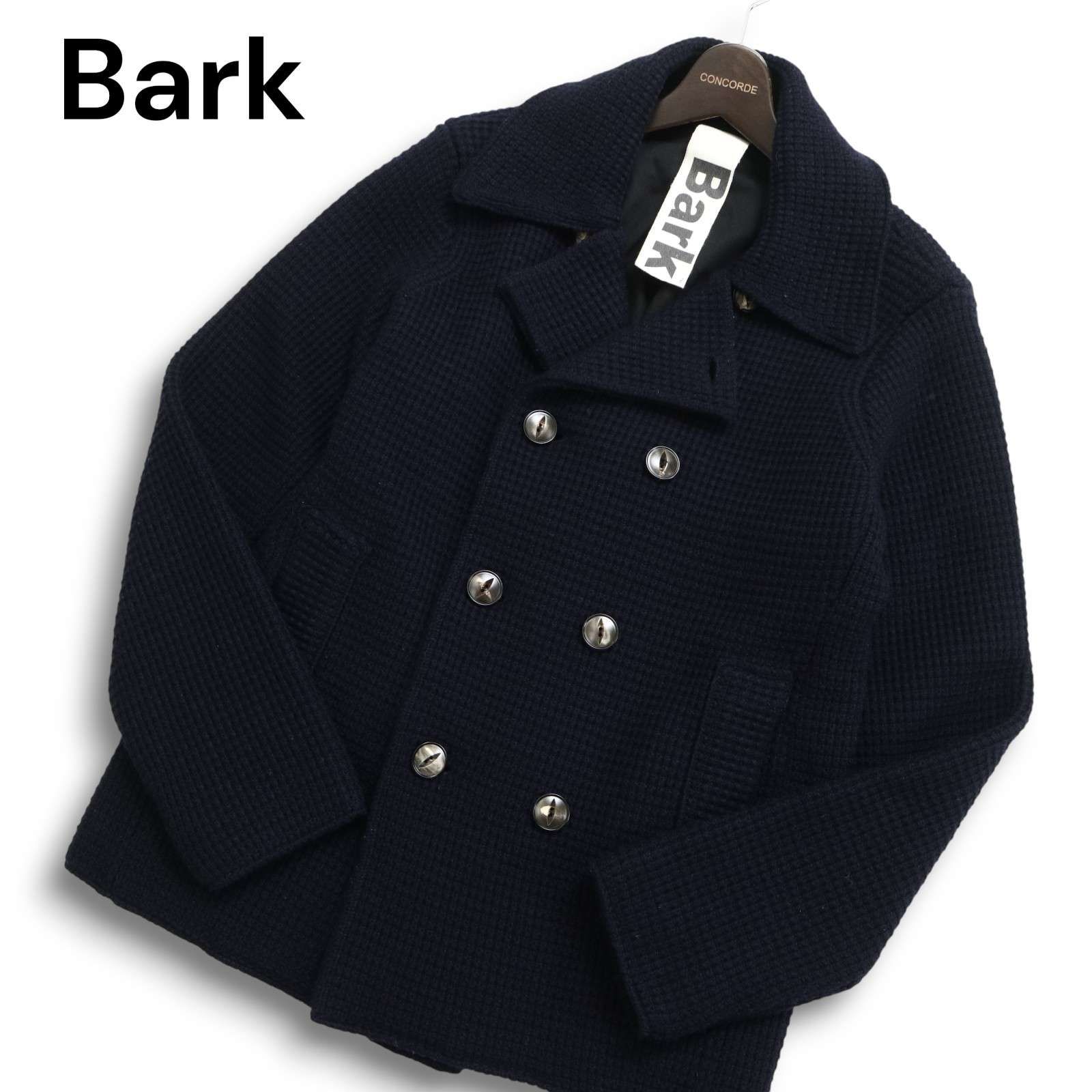 BARK（バーク）バージンウールニットピーコート　ネイビー　Sサイズ メンズ イタリア製☆ BARK バーク 秋冬☆ バージン ウール ニット
