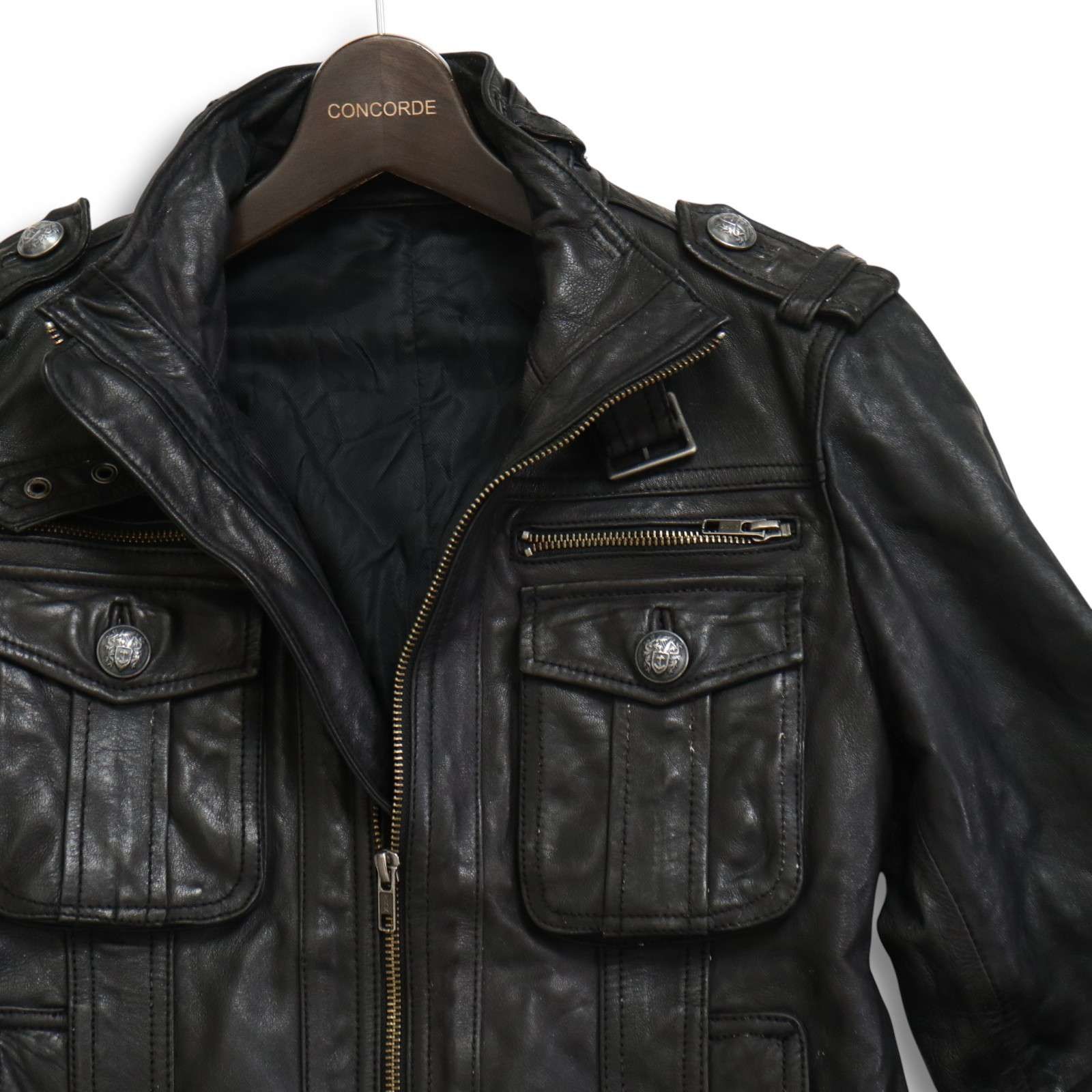 EDGE RUPERT ルパート 秋冬 羊革 ラム レザー ミリタリー ライダース ジャケット Sz.2 メンズ 黒