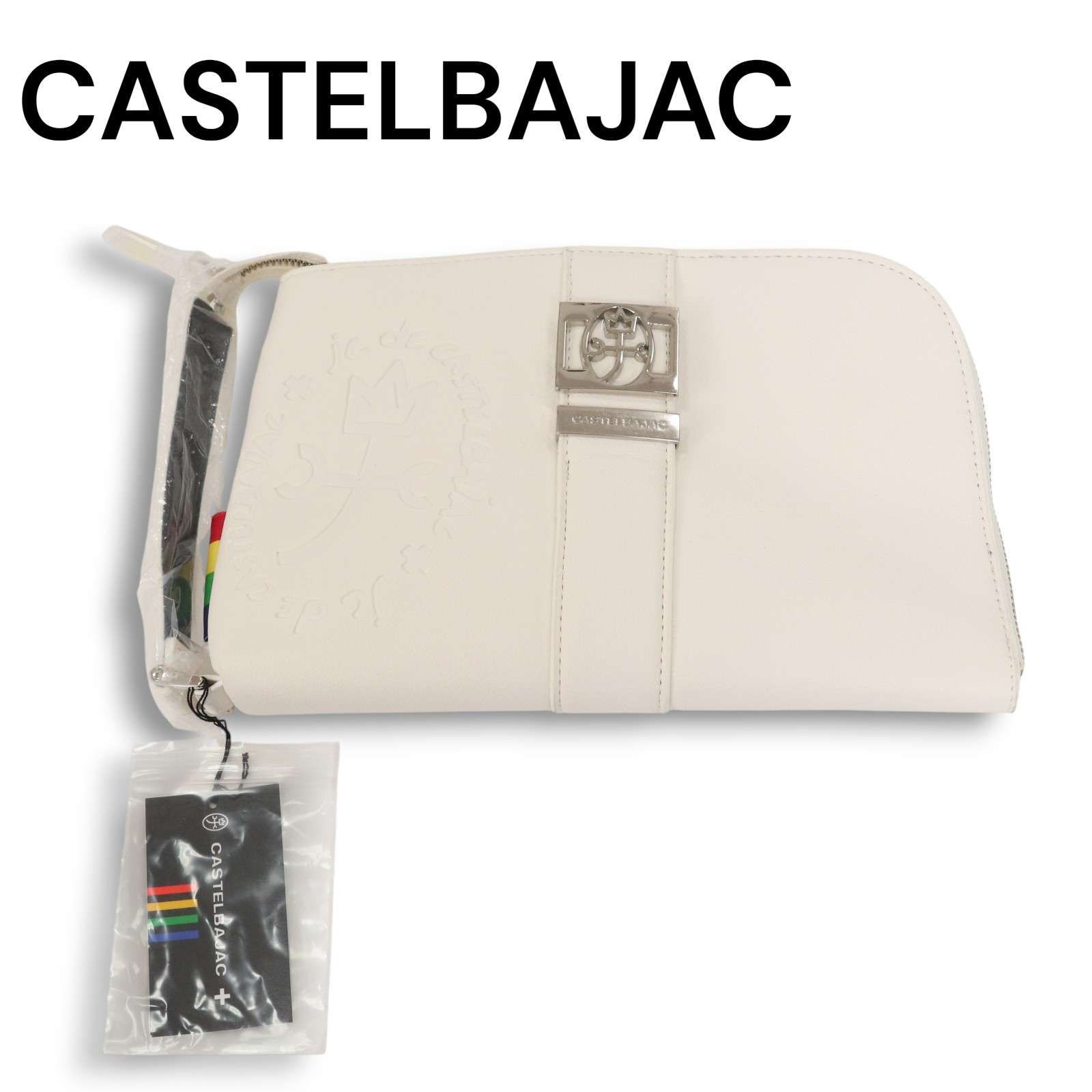 CASTELBAJAC カステルバジャック 通年 ロゴ PVC クラッチバッグ セカンドバッグ Sz.F メンズ 白