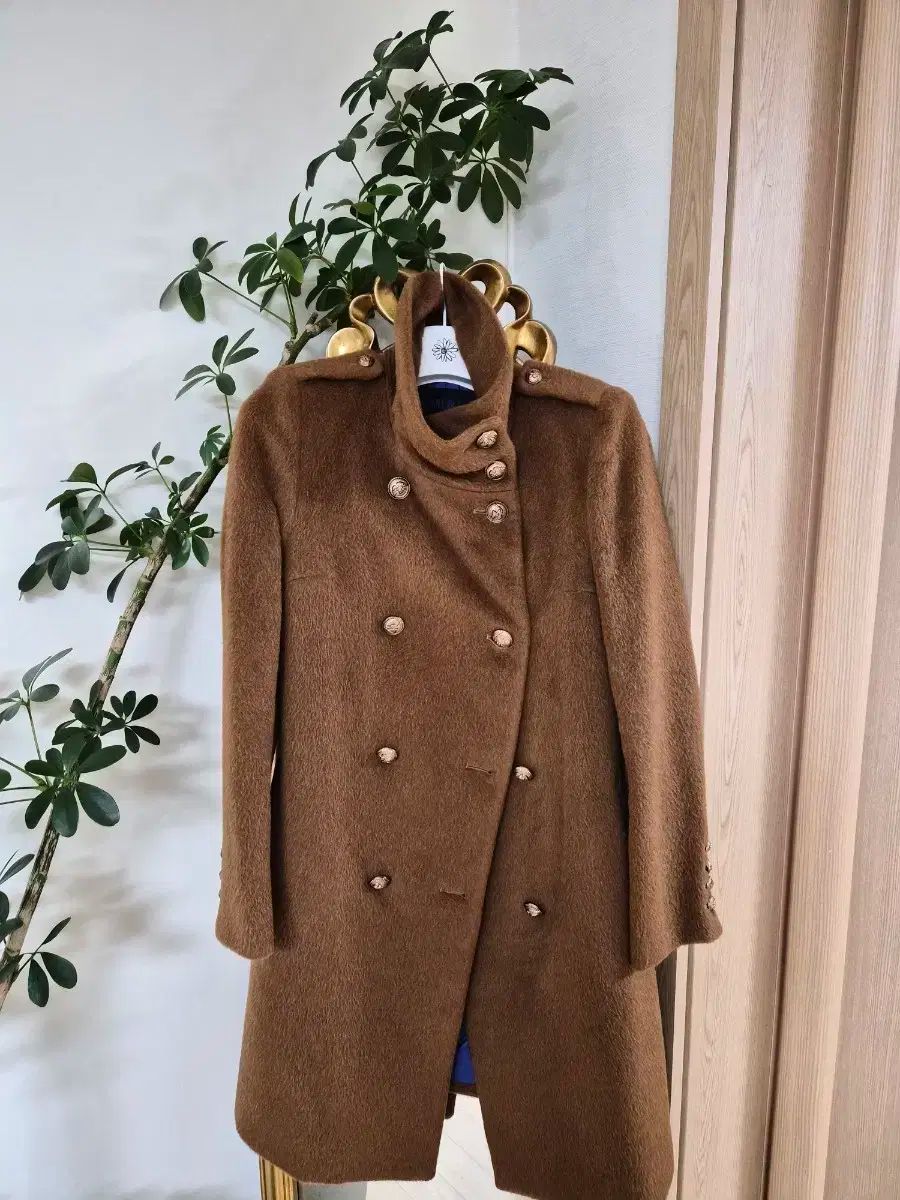 キャメル ダブル ボタン ロング コート