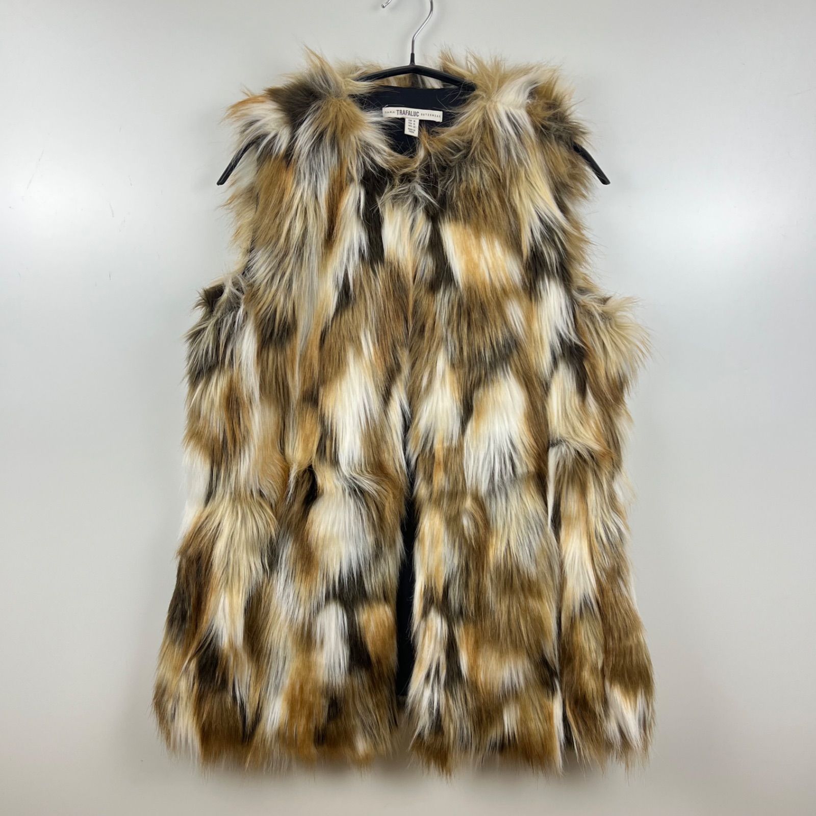 ZARA 00s y2k polyester eco fur vest M ザラ フェイクファー ロング 
